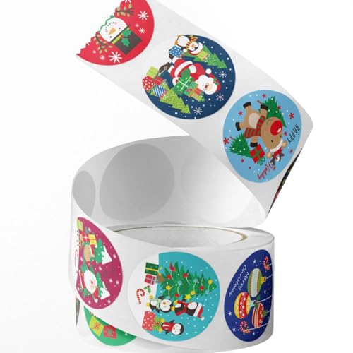 Weihnachtsaufkleber Rolle - 500 Weihnachtsumschläge Aufkleber | Runde selbstklebende Weihnachtsaufkleber zum Versiegeln von Weihnachtsverpackungsboxen, Weihnachtsaufkleber zum Versiegeln Weihnachtsaufkleber Rolle - 500 Weihnachtsumschläge Aufkleber | Runde selbstklebende Weihnachtsaufkleber zum Versiegeln von Weihnachtsverpackungsboxen, Weihnachtsaufkleber zum Versiegeln von Generisch