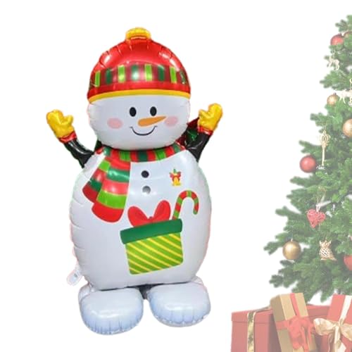 Weihnachtsballons Dekoration,Weihnachtsballons | Große stehende Luftballons Weihnachtsfiguren,Festliche Heimdekoration, aufblasbarer Weihnachtsmann, Lebkuchenmann aus Walnussholz mit stabi von Generisch