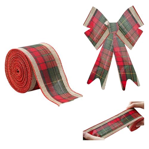 Weihnachtsband für Kranz, Schleifen, Verpackung, Weihnachtsdekoration, Geschenkband, Rollen, Schleife, Partyzubehör, Dekoration, DIY, Handwerk (B) von Generisch