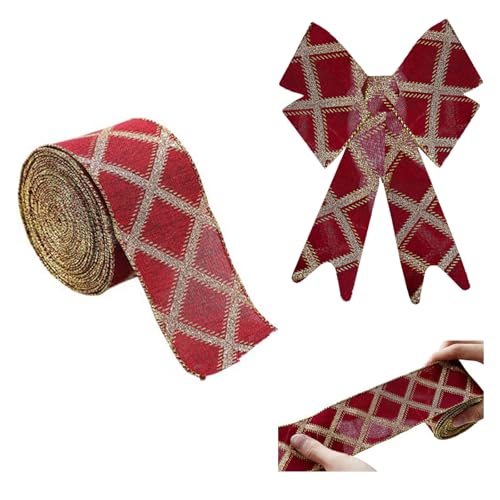 Weihnachtsband für Kranz, Schleifen, Verpackung, Weihnachtsdekoration, Geschenkband, Rollen, Schleife, Partyzubehör, Dekoration, DIY, Handwerk (C) von Generisch