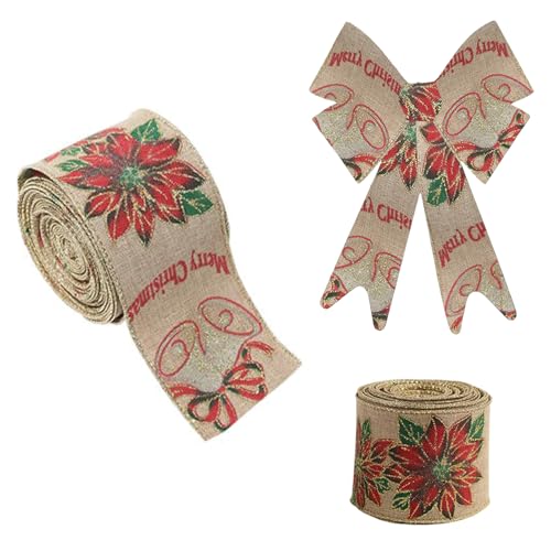 Weihnachtsband für Kranz, Schleifen, Verpackung, Weihnachtsdekoration, Geschenkband, Rollen, Schleife, Partyzubehör, Dekoration, DIY, Handwerk (G) von Generisch