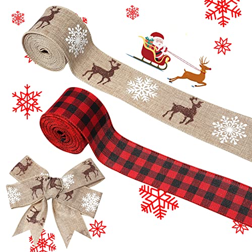 Weihnachtsband mit Draht, 6,3 cm, rote Jute, für festliche Kranzherstellung und Geschenkverpackungen, Ferienhausdekoration, Basteln Weihnachtsband mit Draht, 6,3 cm, rote Jute, für festliche Kranzherstellung und Geschenkverpackungen, Ferienhausdekoration, Basteln von Generisch