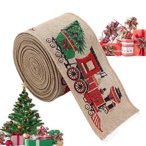 Weihnachtsband mit Draht, Geschenkband | Feiertags-Luftschlange, die Drahtband einwickelt | Dekoratives Geschenkband aus Leinenimitat, Bauernhaus-Schneeflocken-Karo- -Fahrzeugband für den Wei Weihnachtsband mit Draht, Geschenkband | Feiertags-Luftschlange, die Drahtband einwickelt | Dekoratives Geschenkband aus Leinenimitat, Bauernhaus-Schneeflocken-Karo- -Fahrzeugband für den Wei von Generisch