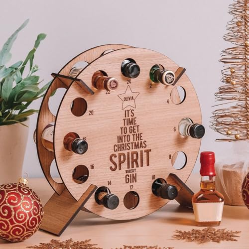 Weihnachtsbaum-Weinflaschenhalter Adventskalender 2024 Countdown Holz Wein DIY bemalbar festliche Heimdekoration (1) von Generisch