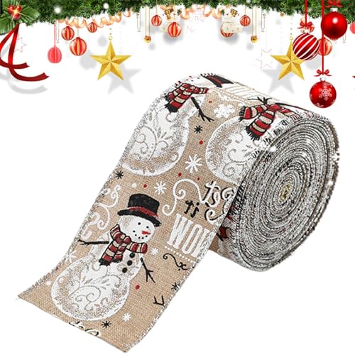 Weihnachtsbaumband,Weihnachtsband mit Draht - Feiertags-Luftschlange, die Drahtband einwickelt | Dekoratives Geschenkband aus Leinenimitat, Bauernhaus-Schneeflocken-Karo- -Fahrzeugband für de Weihnachtsbaumband,Weihnachtsband mit Draht - Feiertags-Luftschlange, die Drahtband einwickelt | Dekoratives Geschenkband aus Leinenimitat, Bauernhaus-Schneeflocken-Karo- -Fahrzeugband für de von Generisch