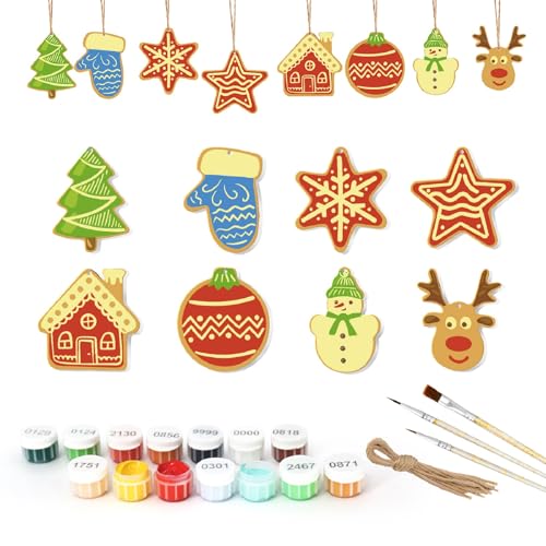 Weihnachtsbaumschmuck, Malen Nach Zahlen-Weihnachtsdekoration, Handgefertigte Weihnachtsanhänger, Weihnachtsbaum-Wunschanhänger 8-teiliges Set, für eine Festliche Weihnachtsstimmung (Stil (B)) von Generisch