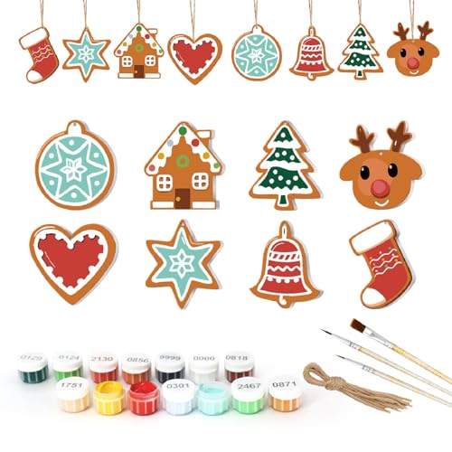 Weihnachtsbaumschmuck, Malen Nach Zahlen-Weihnachtsdekoration, Handgefertigte Weihnachtsanhänger, Weihnachtsbaum-Wunschanhänger 8-teiliges Set, für eine Festliche Weihnachtsstimmung (Stil (C)) von Generisch