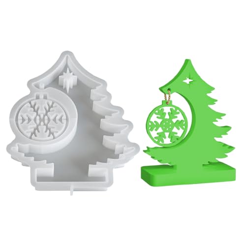 Weihnachtsformen Aus Silikon Für Harzguss | Weihnachtsbaum Harzformen Mit Schneeflocken Anhänger | Bastelwerkzeuge Deko Für Wachs Seife Gips Kunsthandwerk | Für Feiertage Büro Kamin Schreibtisch von Generisch