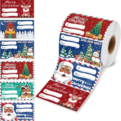 Weihnachtsgeschenkanhänger & Geschenkpapier-Set, Geschenketiketten, selbstklebende Namensaufkleber, Weihnachts-Namensaufkleber für die Weihnachtsdekoration, 240 Stück/Rolle (Colorful) von Generisch