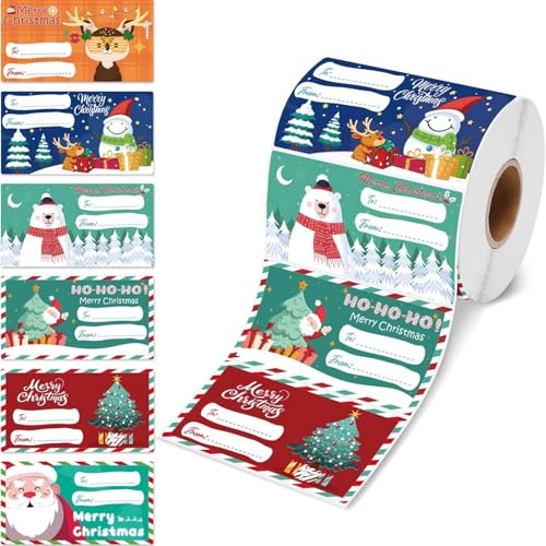 Weihnachtsgeschenkanhänger & Geschenkpapier-Set, Geschenketiketten, selbstklebende Namensaufkleber, Weihnachts-Namensaufkleber für die Weihnachtsdekoration, 240 Stück/Rolle (Light Color) von Generisch