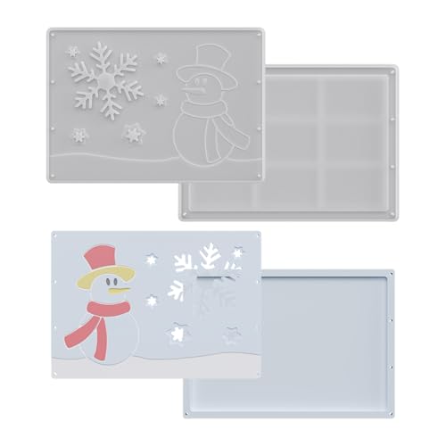 Weihnachtsgeschenkkarten-Silikonform | 2 flexible Schablonen | Vielfältige AnwendungWeihnachtsmann-Baum, Stern, Glocke, Winter-Geldumschlag | Für Epoxidharz, Seife, Schokolade, Fondant, Hochzeitsfeier von Generisch
