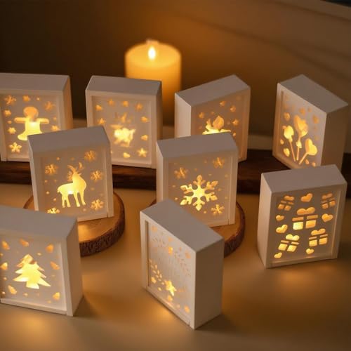 Weihnachtsharz Silikonformen, 10 Stück Weihnachtsharzguss Süßigkeitsform, Nicht-Stick-Wohnkultur für Gips Tonseife Fondant Haunted House Festival Desktop von Generisch
