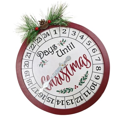 Weihnachtskalender aus Holz, Weihnachts-Countdown-Kalender, Dekoration, rundes Design mit verzinkten Händen, perfekt für Schlafzimmer, Arbeitsbereich, Esszimmer und Wohnzimmer, Urlaubsdekoration von Generisch