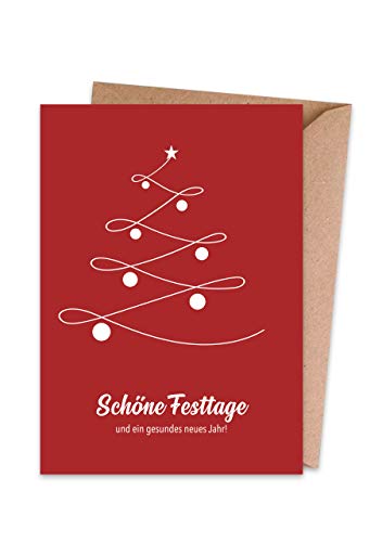 Weihnachtskarten mit Umschlag (15er Set) Weihnachtsbaum – hochwertige moderne Klappkarten & Umschläge (Kraftpapier) – Grußkarten – matte Oberfläche – einzigartiges Design von Generisch
