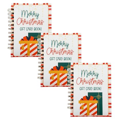 Weihnachtskarten-Geschenkbuch, Überlebens-Geschenkkarte, 33 Seiten offen bei Umschlägen, DIY-Spiralbindung, Weihnachtspflegepaket für Studenten (Gelb, 3 Stück) von Generisch