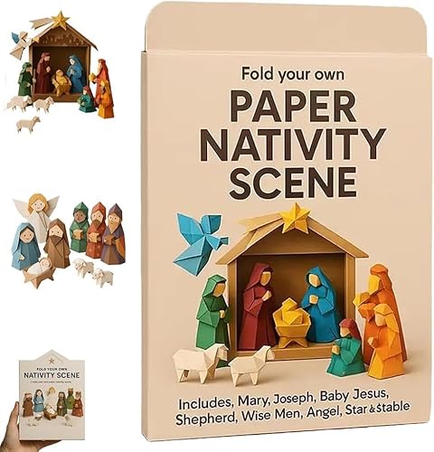 Weihnachtskrippe aus Papier, 3D-Origami-Bastelset mit Jesus, Engel und Tier, DIY-Origami-Set für Anfänger, handgefertigte Weihnachtskrippe, Papierdekoration, Geschenk für Bastelliebhaber, Urlaub Weihnachtskrippe aus Papier, 3D-Origami-Bastelset mit Jesus, Engel und Tier, DIY-Origami-Set für Anfänger, handgefertigte Weihnachtskrippe, Papierdekoration, Geschenk für Bastelliebhaber, Urlaub von Generisch