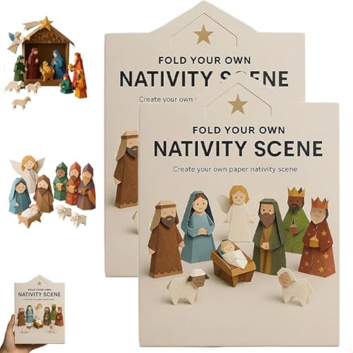 Weihnachtskrippe aus Papier, 3D-Origami-Bastelset mit Jesus, Engel und Tier, DIY-Origami-Set für Anfänger, handgefertigte Weihnachtskrippe, Papierdekoration, Geschenk für Bastelliebhaber, Urlaub Weihnachtskrippe aus Papier, 3D-Origami-Bastelset mit Jesus, Engel und Tier, DIY-Origami-Set für Anfänger, handgefertigte Weihnachtskrippe, Papierdekoration, Geschenk für Bastelliebhaber, Urlaub von Generisch