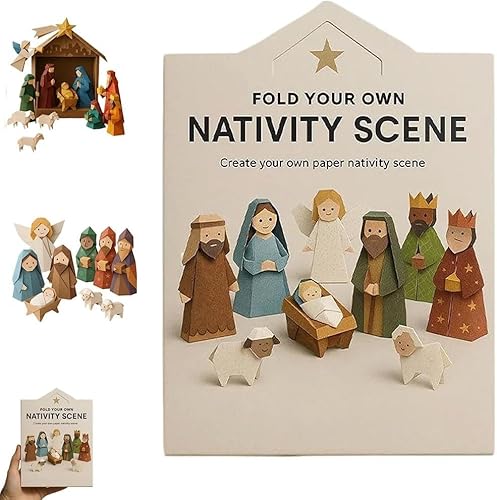 Weihnachtskrippe aus Papier, 3D-Origami-Bastelset mit Jesus, Engel und Tier, DIY-Origami-Set für Anfänger, handgefertigte Weihnachtskrippe, Papierdekoration, Geschenk für Bastelliebhaber, Urlaub Weihnachtskrippe aus Papier, 3D-Origami-Bastelset mit Jesus, Engel und Tier, DIY-Origami-Set für Anfänger, handgefertigte Weihnachtskrippe, Papierdekoration, Geschenk für Bastelliebhaber, Urlaub von Generisch