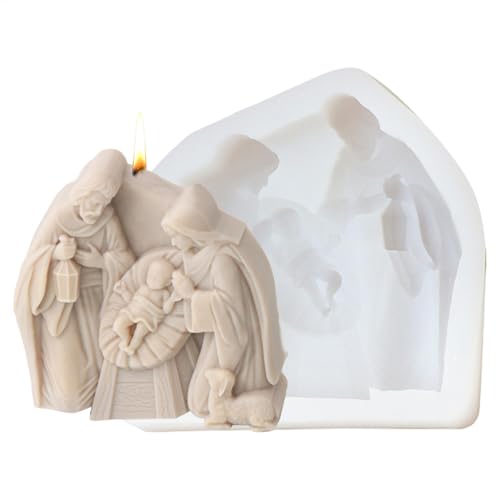 Weihnachtskrippenform für Kunstharz | Desktop-Ornament-Bastelform – Silikonform zur Kerzenherstellung, Epoxidharz-Gussform für Weihnachtsdekoration von Generisch