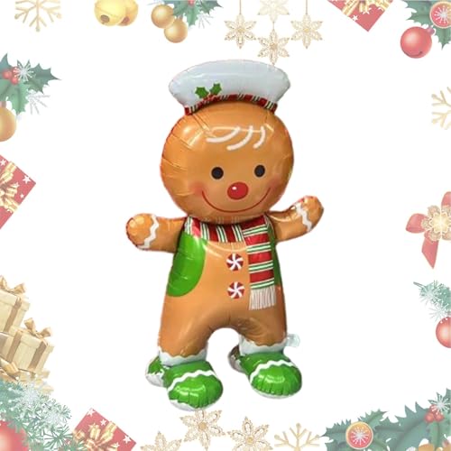 Weihnachtsmann-Ballon, Weihnachtsballons - Großer stehender Deko-Ballon - Aufblasbarer Weihnachtsmann, Lebkuchenmann aus Walnussholz mit stabiler Basis, Foto-Requisiten, Partyzubehör für Z Weihnachtsmann-Ballon, Weihnachtsballons - Großer stehender Deko-Ballon - Aufblasbarer Weihnachtsmann, Lebkuchenmann aus Walnussholz mit stabiler Basis, Foto-Requisiten, Partyzubehör für Z von Generisch