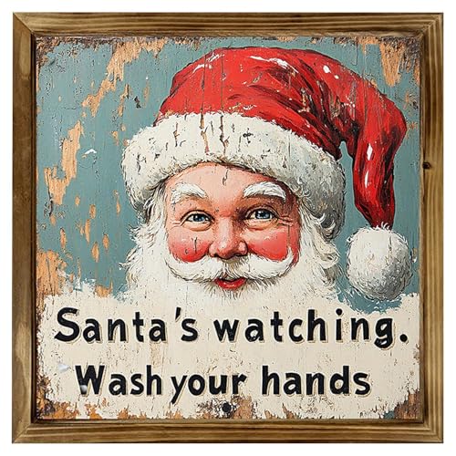Weihnachtsmann-Wandkunst, Weihnachts-Hintergrund, Holz-Wanddekoration, Tischdruck, Vintage- , gerahmt, Weihnachtsmann-Slogan-Bilderrahmen, hängende Dekoration für Esszimmer, Schlafzimmer, 20,3 x Weihnachtsmann-Wandkunst, Weihnachts-Hintergrund, Holz-Wanddekoration, Tischdruck, Vintage- , gerahmt, Weihnachtsmann-Slogan-Bilderrahmen, hängende Dekoration für Esszimmer, Schlafzimmer, 20,3 x von Generisch