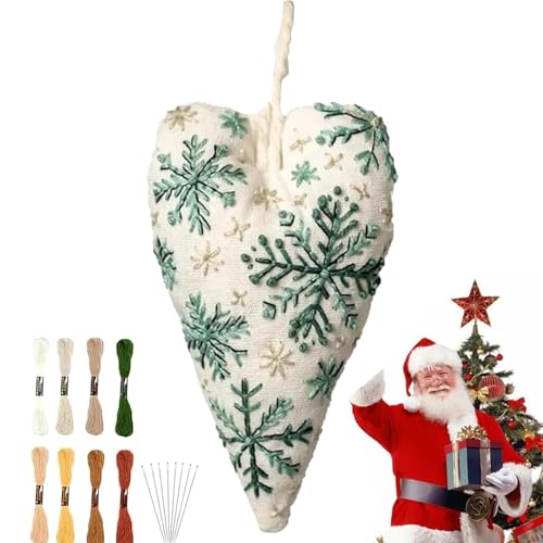 Weihnachtsmotiv Herz Nadelspitzen Sets,Weihnachtsdekoration Mit Herzstickerei Zum Selbermachen,Stickerei Anfänger Kit,Herz Stickset, Gestempeltes Nadelspitzen-Anfängerset, Bestickter Baumanhänger Weihnachtsmotiv Herz Nadelspitzen Sets,Weihnachtsdekoration Mit Herzstickerei Zum Selbermachen,Stickerei Anfänger Kit,Herz Stickset, Gestempeltes Nadelspitzen-Anfängerset, Bestickter Baumanhänger von Generisch