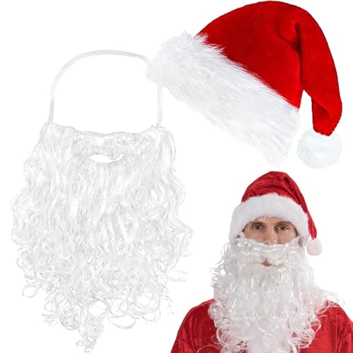 Weihnachtsmütze, Weihnachtsmannmütze, Erwachsene, Cosplay, bequeme Weihnachtsmütze, Uni-Mütze mit falschem Bart für Familientreffen, Firmenfeiern Weihnachtsmütze, Weihnachtsmannmütze, Erwachsene, Cosplay, bequeme Weihnachtsmütze, Uni-Mütze mit falschem Bart für Familientreffen, Firmenfeiern von Generisch
