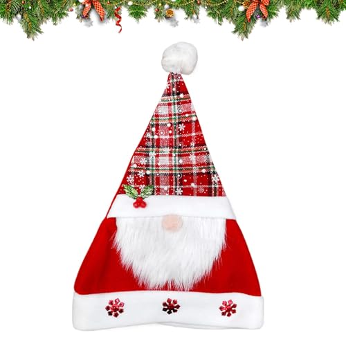 Weihnachtsmütze | Unisex weiche Mütze, Vintage-Weihnachtsmannmütze für Erwachsene, bequemer Plüsch, Unisex, Weihnachtsmütze für Damen und Herren von Generisch