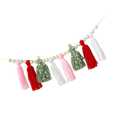 Weihnachtsquasten Girlanden mit Holzperlen - Elegante festliche Wanddekoration für Zuhause, Büro, Weihnachtsbaum, Urlaubsparty, Kaminsims, Festival Weihnachtsquasten Girlanden mit Holzperlen - Elegante festliche Wanddekoration für Zuhause, Büro, Weihnachtsbaum, Urlaubsparty, Kaminsims, Festival von Generisch