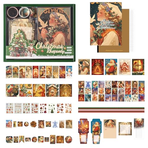 Weihnachtssticker Für Bastelalbum Mit Notizbuch,Weihnachtliche Grußkarten-Aufkleber mit Haftnotizen - Festliche Set Für Zuhause Scrapbook Tagebuch Geschenk von Generisch