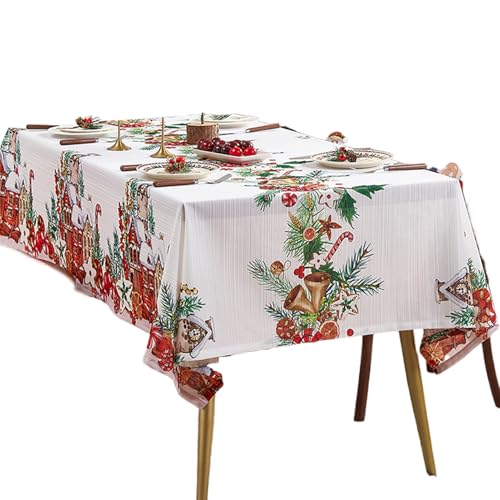 Weihnachtsstoff in Stoff | Weihnachtstischbezüge mit traditionellem Muster - waschbarer dekorative Tischdecke für Winteressen, Weihnachtstisch, Innenparty, Picknick, Küchentisch oder Wohnzimmer, leich Weihnachtsstoff in Stoff | Weihnachtstischbezüge mit traditionellem Muster - waschbarer dekorative Tischdecke für Winteressen, Weihnachtstisch, Innenparty, Picknick, Küchentisch oder Wohnzimmer, leich von Generisch