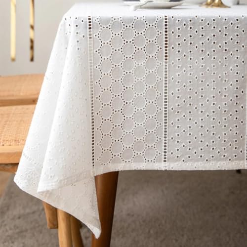 Weiße Tischdecke mit Blumenstickerei, elegante Baumwoll-Tischdecke für Hochzeiten und Partys, 135 x 220 cm, dekorative Tischwäsche für Zuhause und Veranstaltungsdekoration Weiße Tischdecke mit Blumenstickerei, elegante Baumwoll-Tischdecke für Hochzeiten und Partys, 135 x 220 cm, dekorative Tischwäsche für Zuhause und Veranstaltungsdekoration von Generisch