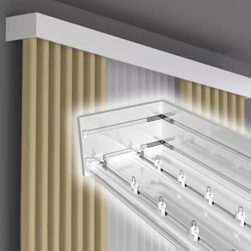 Weiße Vorhangschiene für Wandhalterung, 3-in-1-Doppelschienen-Set, 3,8 m lange Verdunkelungsvorhangstangenhalterungen, einfache Installation für Schlafzimmer/Wohnzimmerdekoration Weiße Vorhangschiene für Wandhalterung, 3-in-1-Doppelschienen-Set, 3,8 m lange Verdunkelungsvorhangstangenhalterungen, einfache Installation für Schlafzimmer/Wohnzimmerdekoration von Generisch