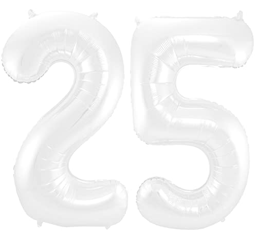 Weiße XXL Riesenzahl 100cm Folienballon Zahl 25 in weiß white Nummer Helium Zahlenballon Luftballon Party Hochzeit Kindergeburtstag Geburtstag Zahlen Ballon 40 Zoll 0 1 2 3 4 5 6 7 8 9 weiss (Zahl 25) von Generisch
