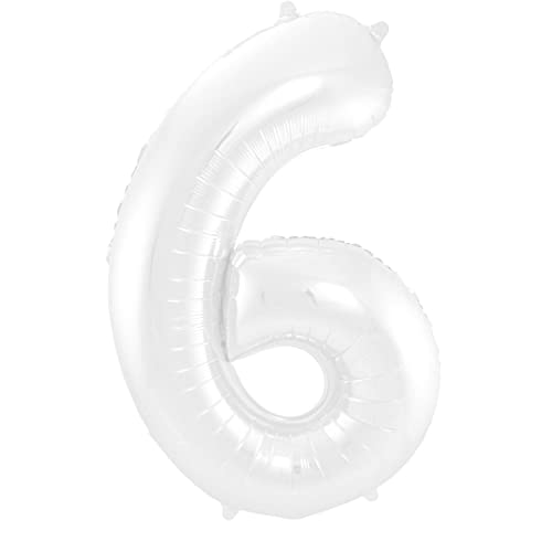 Weiße XXL Riesenzahl 100cm Folienballon Zahl 6 in weiß white Nummer Helium Zahlenballon Luftballon Party Hochzeit Kindergeburtstag Geburtstag Zahlen Ballon 40 Zoll 0 1 2 3 4 5 6 7 8 9 weiss (Zahl 6) von Generisch