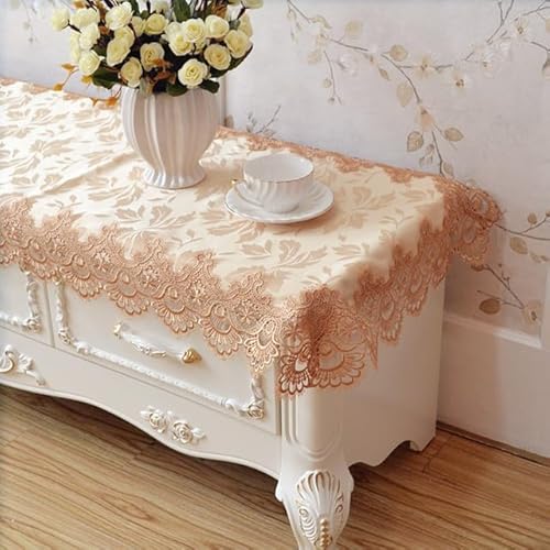 Weiße rechteckige Tischdecke, bestickte Spitze, Tischabdeckung für Esszimmer, TV-Schrank und Klavier, eleganter Stoff-Tischschutz, 60 x 250 cm, perfekt für Heimdekoration und Veranstaltungen von Generisch