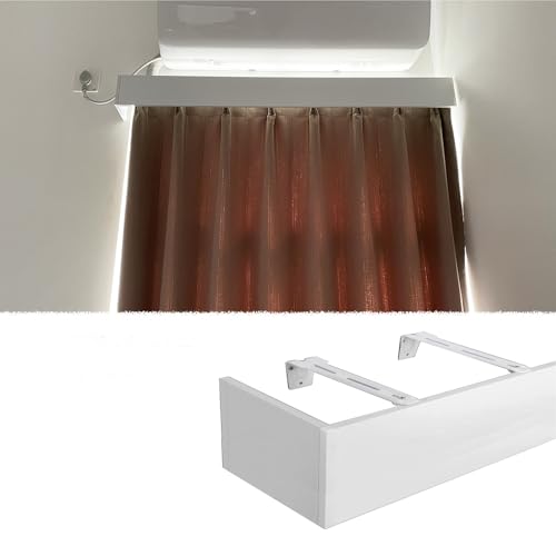 Weißer Verdunkelungsvorhang, Querbehang, Paneelkasten – 2,5 m (8,2 Fuß) Lange Vorhangschiene, Gesimsbretter für Schlafzimmer – Decken-/Wandmontage, Volantbrett ohne Schienen von Generisch