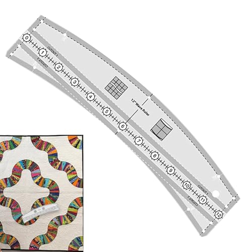 Wellen-Lineal, Acryl-Stofflineal, präzise Quilt-Vorlage, 38 x 7,5 cm, kompakt und leicht, einfach zu verwenden für Stickerei, Schneidern, Nähen, Basteln von Generisch