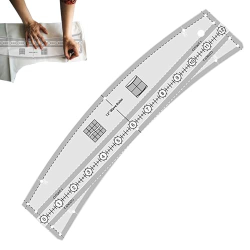 Wellen-Lineal, gewelltes Schablonenlineal, klare Acryl-Quiltvorlagen, breite Anwendung, bequeme Reinigung, 20,3 cm, 30,5 cm, 38,1 cm, zum Nähen von handgefertigten Wellenkanten von Generisch