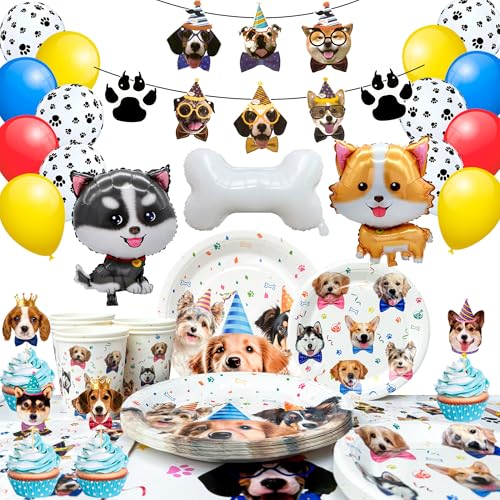 Welpen-Motto-Party-Dekorationen, Hunde Geburtstagsparty Zubehör - Hund Geburtstag Teller Servietten Tischtuch & Hund Happy Birthday Banner Luftballons etc Rosafarbene Welpen-Geburtstagsdekorationen Welpen-Motto-Party-Dekorationen, Hunde Geburtstagsparty Zubehör - Hund Geburtstag Teller Servietten Tischtuch & Hund Happy Birthday Banner Luftballons etc Rosafarbene Welpen-Geburtstagsdekorationen von Generisch