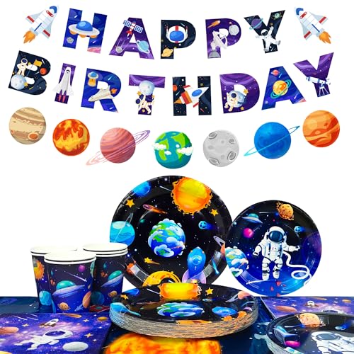 Weltraum Partygeschirr für 24 Gäste, Astronaut Partyteller Geburtstag Deko Geschirr, Weltraum Party Pappteller Banner Becher Servietten, Weltraum Raketen Astronaut Kindergeburtstag Deko Weltraum Partygeschirr für 24 Gäste, Astronaut Partyteller Geburtstag Deko Geschirr, Weltraum Party Pappteller Banner Becher Servietten, Weltraum Raketen Astronaut Kindergeburtstag Deko von Generisch