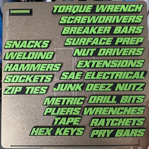 Werkzeugkasten Schubladen Etiketten - 3D magnetische Werkzeugkasten Etiketten, 23 PCS wiederverwendbare Werkzeugkasten Organisationsaufkleber, starker magnetischer leicht lesbarer Druck (Grün) von Generisch