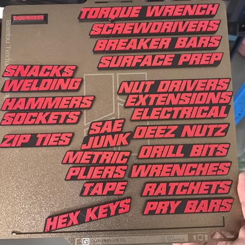 Werkzeugkasten Schubladen Etiketten - 3D magnetische Werkzeugkasten Etiketten, 23 PCS wiederverwendbare Werkzeugkasten Organisationsaufkleber, starker magnetischer leicht lesbarer Druck (Rot) von Generisch