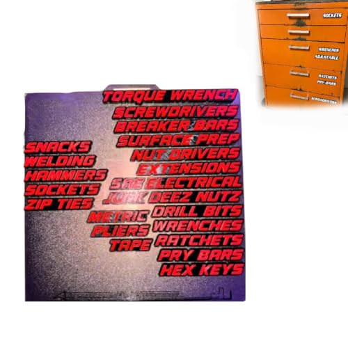 Werkzeugkasten-Schubladenanhänger, 3D-Magnet-Werkzeugkasten-Etiketten, 22 Stück, magnetische Werkzeugkasten-Etiketten für Werkzeugkasten, Boxen (rot) von Generisch