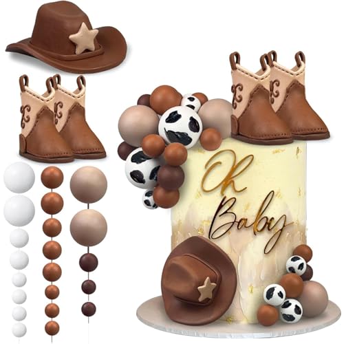 Western-Kuchendekorationssets, Cowboyhut und Cowboystiefel-Dekorationen für Cowboy-Kuchendekorationen, Baby-Geburtstagsfeiern und Cupcakes (Cowboy 1) von Generisch