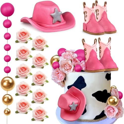 Western-Kuchendekorationssets, Cowboyhut und Cowboystiefel-Dekorationen für Cowboy-Kuchendekorationen, Baby-Geburtstagsfeiern und Cupcakes (Cowboy 2) von Generisch
