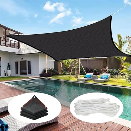 Wetterbeständiges Windschutznetz mit Ösen & Seilen, 5x10m UV-beständiges Schattentuch für Terrasse, Hinterhof, Garten, Carport - Schwarzes Sonnenschutznetz Wetterbeständiges Windschutznetz mit Ösen & Seilen, 5x10m UV-beständiges Schattentuch für Terrasse, Hinterhof, Garten, Carport - Schwarzes Sonnenschutznetz von Generisch