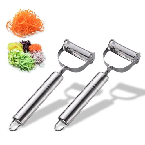 Weusenstyle Multifunktions-Gemüseschäler Aus Edelstahl, Gemüse- Und Obstschäler Mit Julienne-Schneiden, Peeler mit Julienne-Funktion, Schäler Für Geschredderte Zwiebeln (2PCS) von Generisch