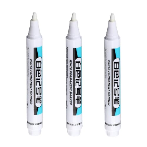 White Paint Marker Pen – 2,5 mm/1,0 mm/0,7 mm, runde Spitze, permanente Acrylmarker für Steine, Metall, Kunststoff, Holz, Keramik und Stoff, schnell trocknend und wasserfest (2,5 mm) von Generisch