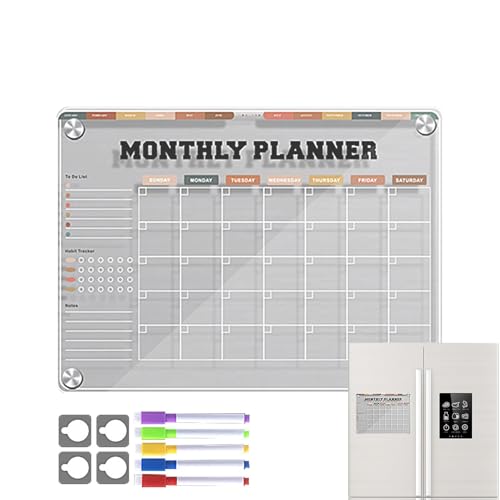 Whiteboard für den Kühlschrank | wiederverwendbarer Kühlschrank-Kalenderplaner, 30,5 x 22,9 cm, Acryl, transparent, Nachrichtenbrett, Kühlschrank-Notizblock, Planer für Küche, Einkaufsliste und Planer von Generisch